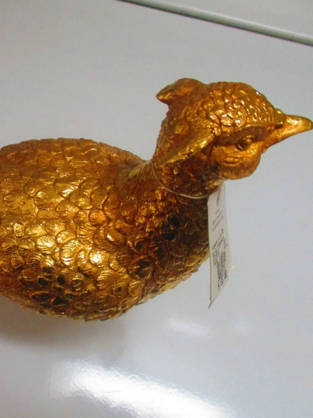 RAZ Imports Metal and Resin Gold Pheasant, Solid not Hollow, Brand New with Tags